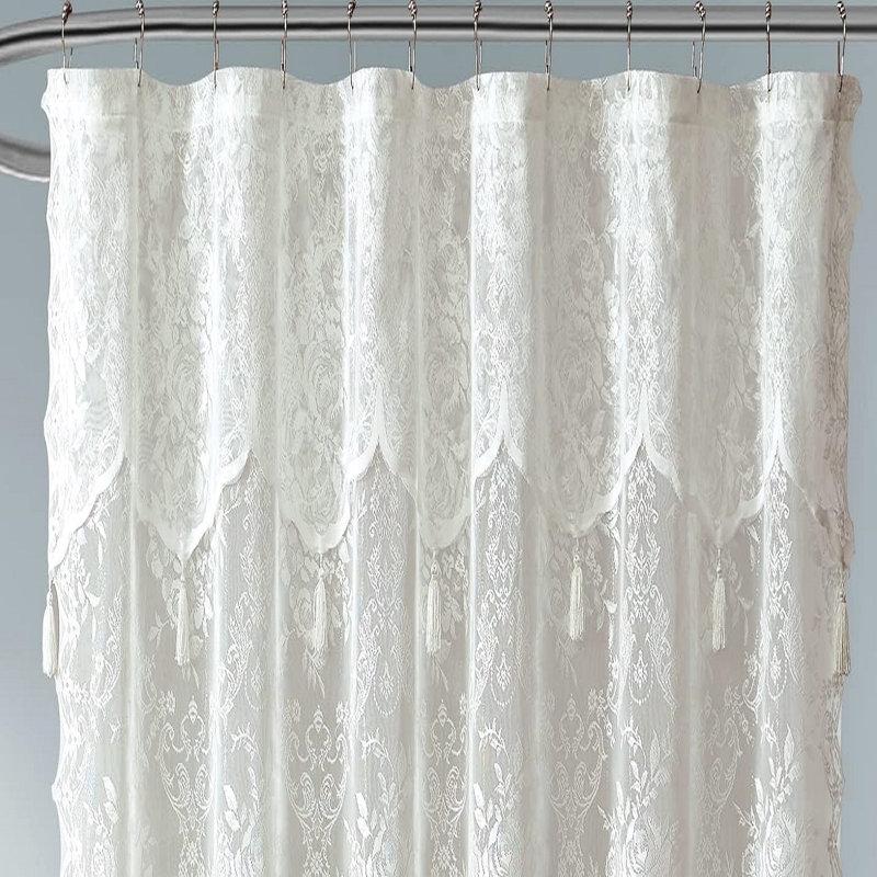 Rideau de douche en dentelle ivoire Cherrilyn, Ivoire, H 96 po x l 72 po
