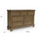 Grande commode Fedz, 7 tiroirs de rangement avec boutons en étain, brun châtaignier