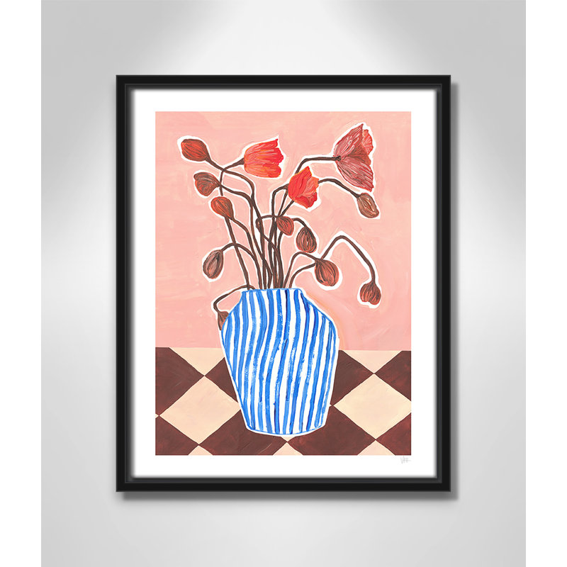Poppies Print par Violets Print House, Toile avec cadre, L 12,5 po x H 15,5 po, Cadre flottant noir