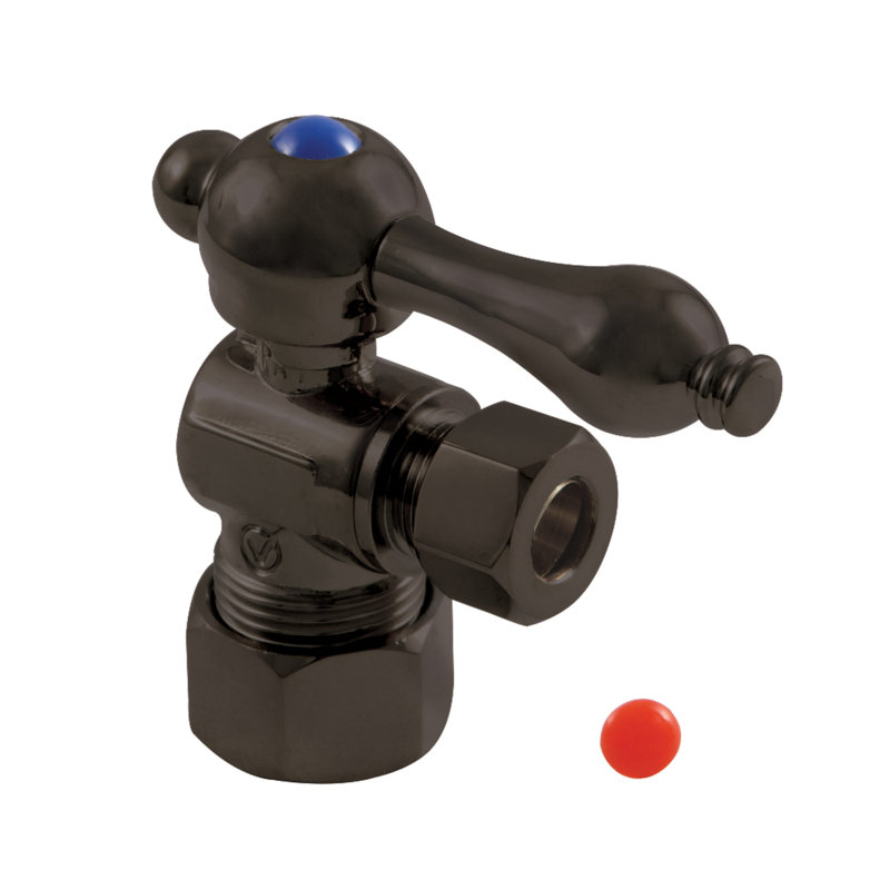 Kingston Brass Vintage 5/8-Inch OD Comp x 3/8-Inch OD Comp Quarter-Turn Angle Stop Valve, Oil Rubbed Bronze
