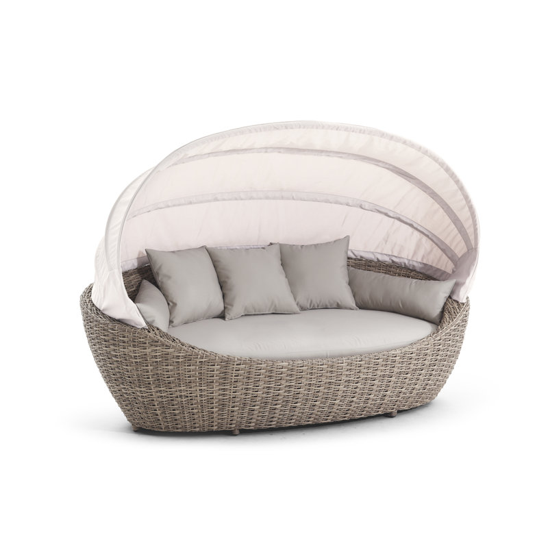 Paradiso Outdoor 2 - Seat Patio Daybed, White Pepper Wicker, Warm Gray