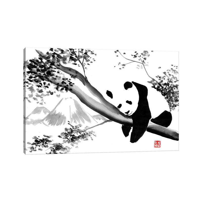Panda's Tree by Péchane - Print on Canvas, 101.6 cm H x 66.04 cm W x 1.91 cm D, Wrapped Canvas
