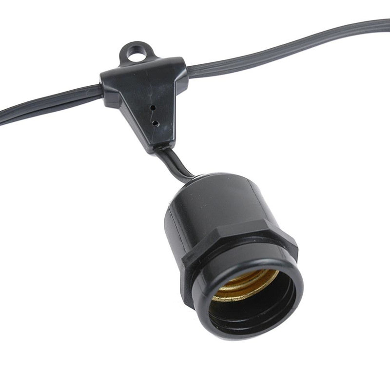 Guirlande d'extérieur standard de 25,5 ampoules Blandburg de 37,5 pi, Pas d'ampoule, Noir