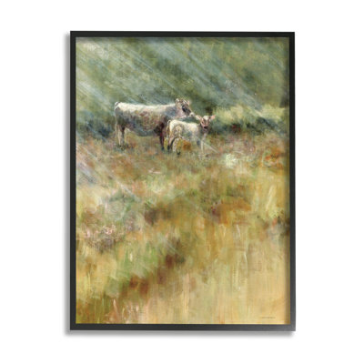 Sunlit bovins qui broute par Kamdon Kreations - peinture à cadre flottant sur bois