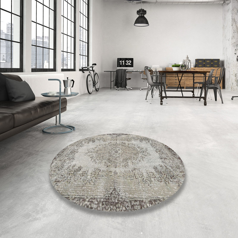 Tapis bleu/noir traditionnel Pembina, Rond 3 pi