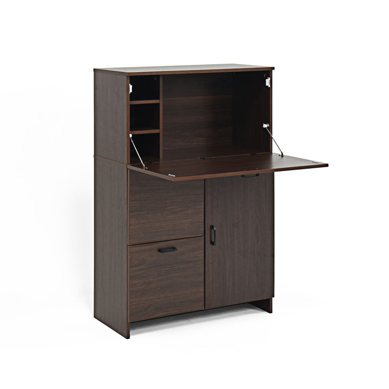 Multifunctional Desk Cabinet With Fold - Up Desktop And Ample Storage