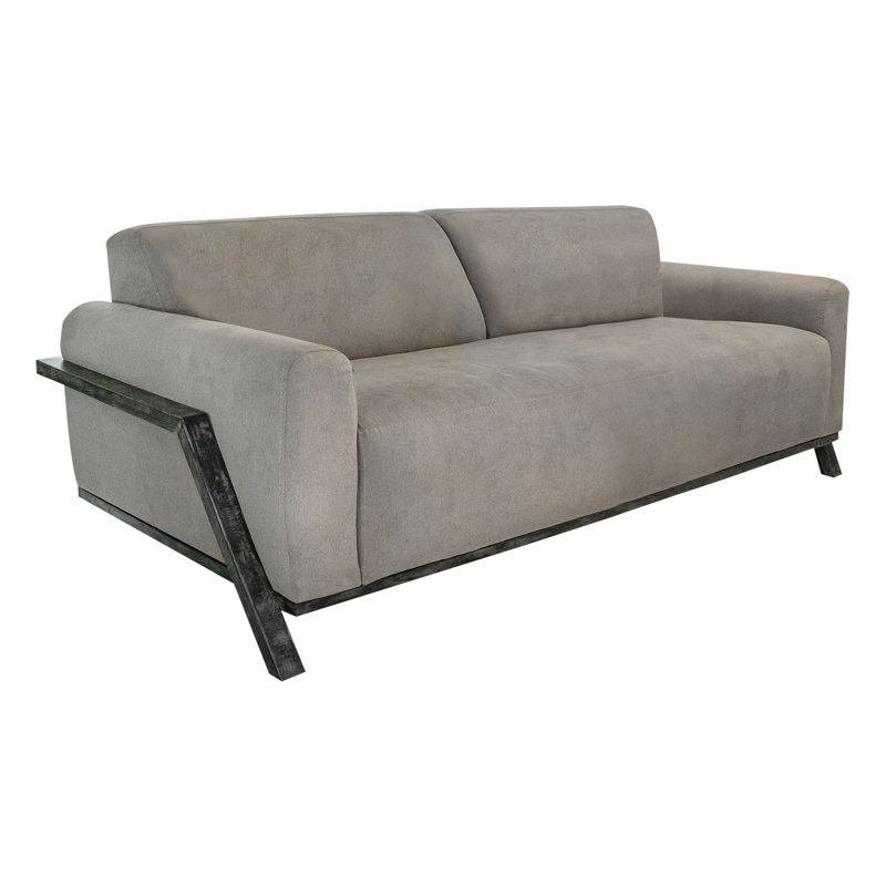 Structure et base en bois Fika, causeuse, Almond Grey Polyester, 33.5" H x 91.25" W x 38" D