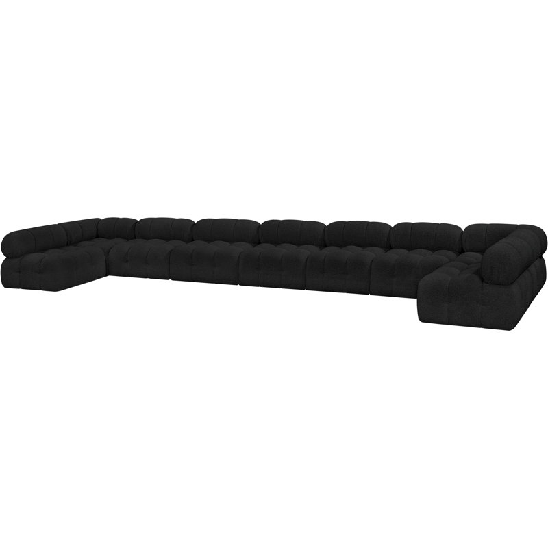 Canapé modulaire 238 po Ixora, Tissu bouclé noir