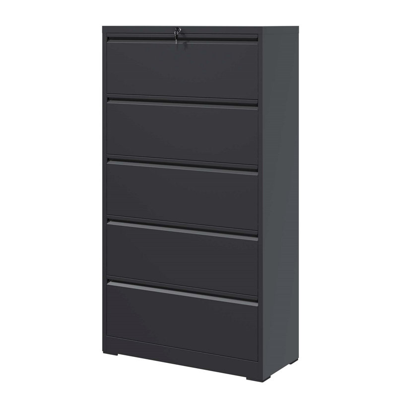 Office Storage Cabinet, Metal File Cabinet With 5 Drawers, Lockable Filing Cabinet For Home Office, Lateral Filing Cabinet For Storage