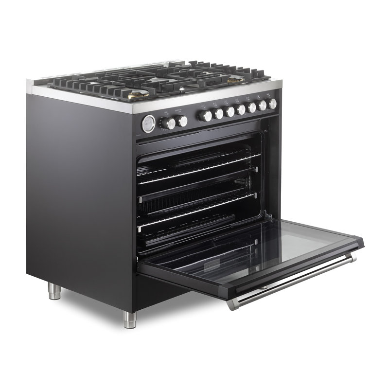 Verona Ultima 36" 5 Burner Single Gas Range, Black