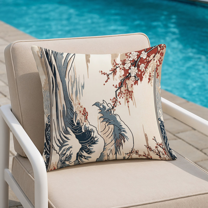 Shimmering Sakura Indoor And Outdoor Throw Pillow, Square 20"