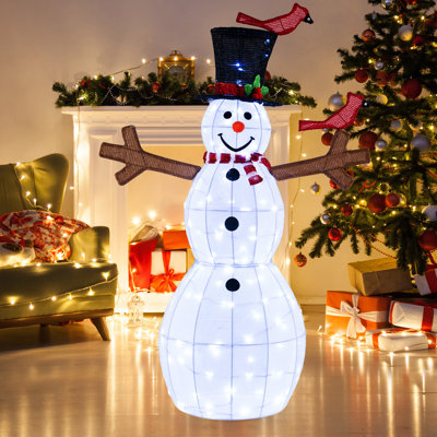 The Holiday Aisle® 4.8 FT Christmas Snowman with 120 LED Lights Collapsible Xmas Snowman