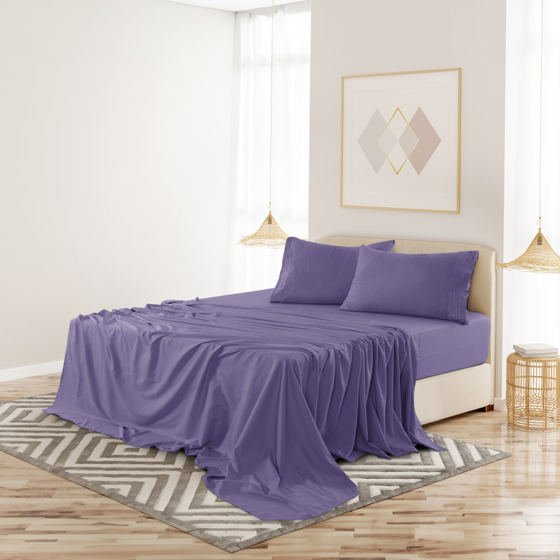 Ensemble de draps en microfibre 6 pièces Lux Decor, Ensemble de draps pour lit simple TG + 1 drap-hous, Lavande