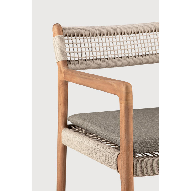 Jack Woven outdoor dining chair - teak - Beige cord - Silt fabric