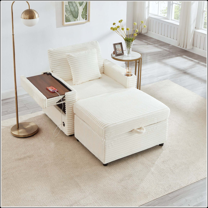 Canapé avec repose-pieds Fluffy, White