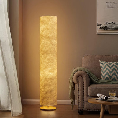 52 Inch Modern Floor Lamp With Soft Warm White 3000K LED Light And Tyvek Fabric Shade, Includes 2 LED Bulbs, Slim Standing Lamp For Living Room Bedroom Or Game Room