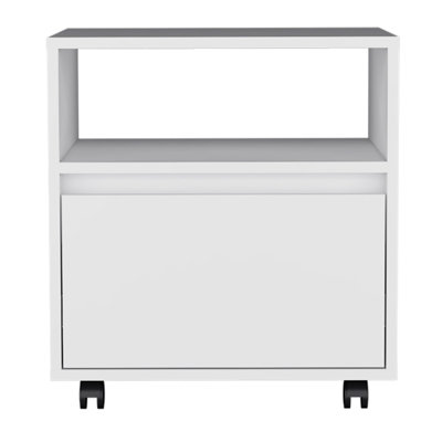 Table de chevet moderne, table de bout, roulettes de table d'appoint, tiroir simple - blanc