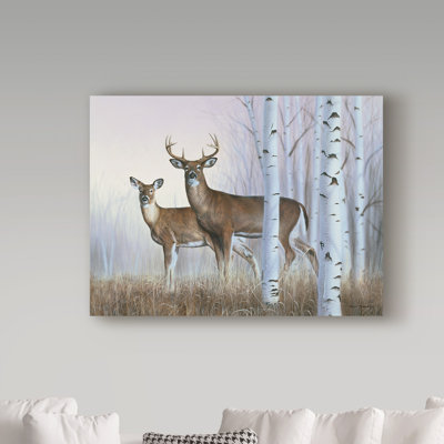 «Deer In Birch Woods» par Armstrong, impression sur toile tendue
