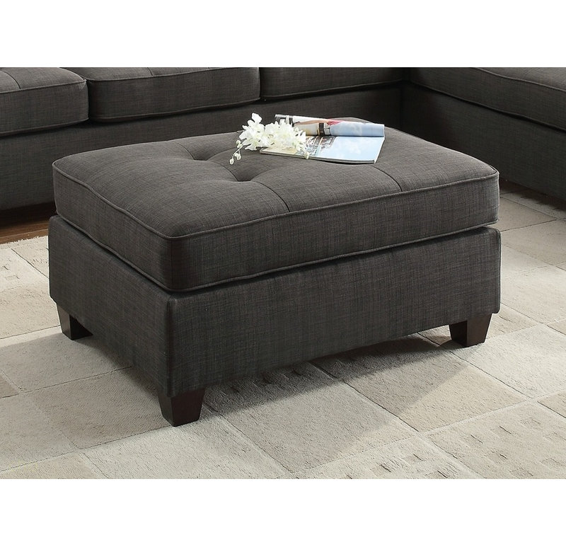 Repose-pieds cocktail en tissu Dorris noir cendré avec sièges capitonnés, Noir