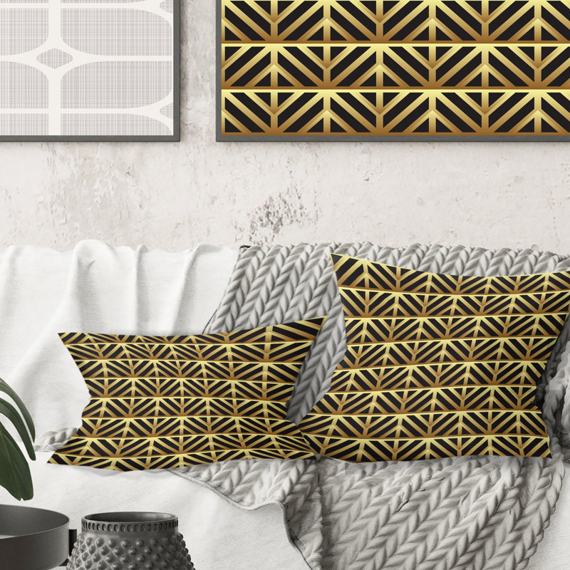Coussin Golden Luxury GeometricsXIV - Mid-Century Modern, 16 po x 1 po