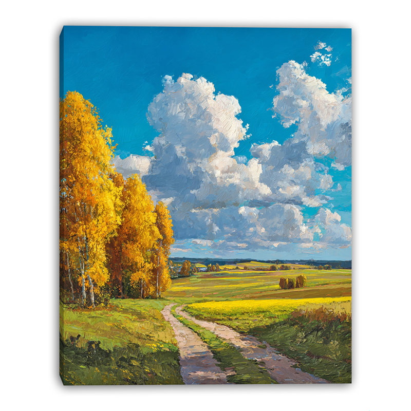 «Country Road and Autumn Clouds», art mural sur toile tendue, H 24 po x l 16 po
