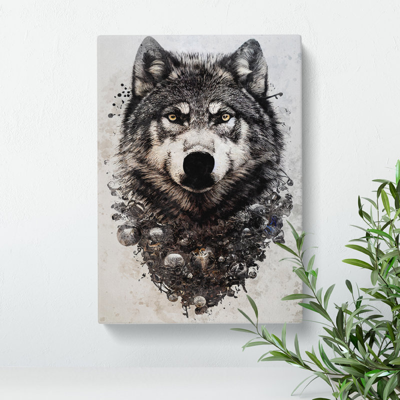 Graffiti Wolf No.1 - Wrapped Canvas Print, 50cm H x 35cm W