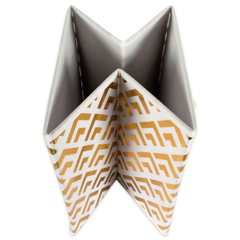 Cube en tissu Zellner, H 11 po x l 11 po x P 11 po, Blanc / Doré