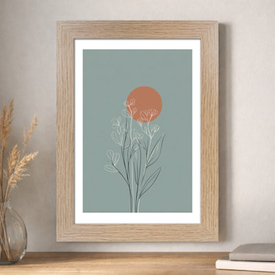 Scandinavian botanical line drawing Wall Art delicate sage and terracotta stems, refined Home Decor, fine art Giclee Art Print 1 Piece Wall Art