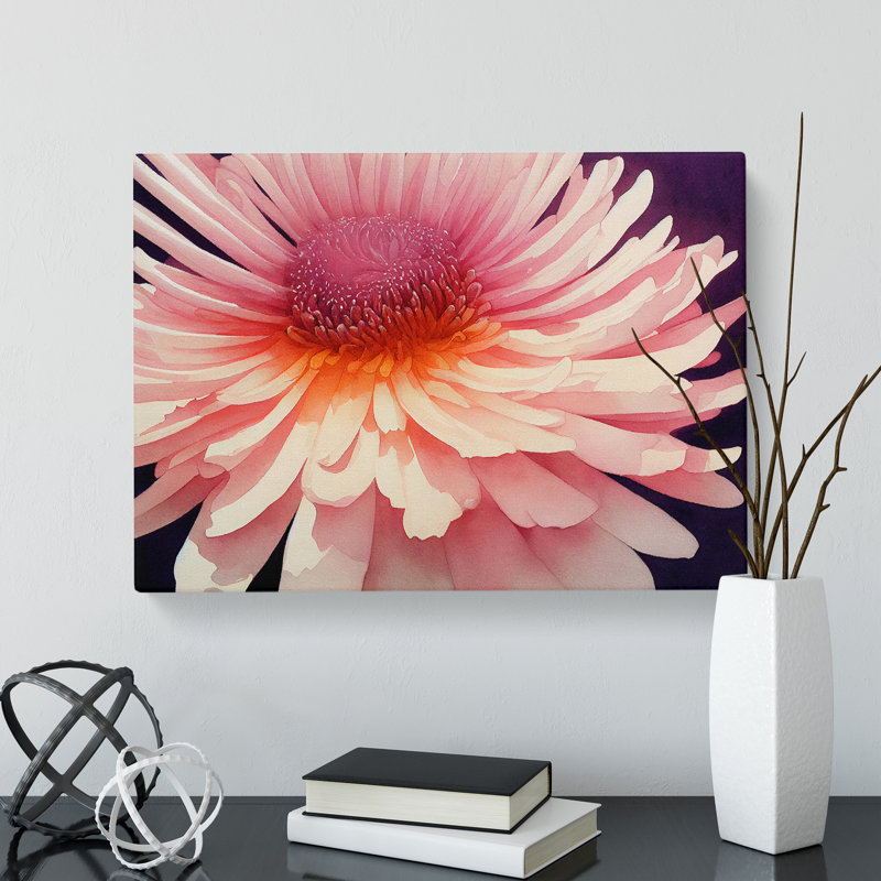 Chrysanthemum Watercolour Flower Vol.2 - Wrapped Canvas, 40cm H x 60cm W x 3cm D