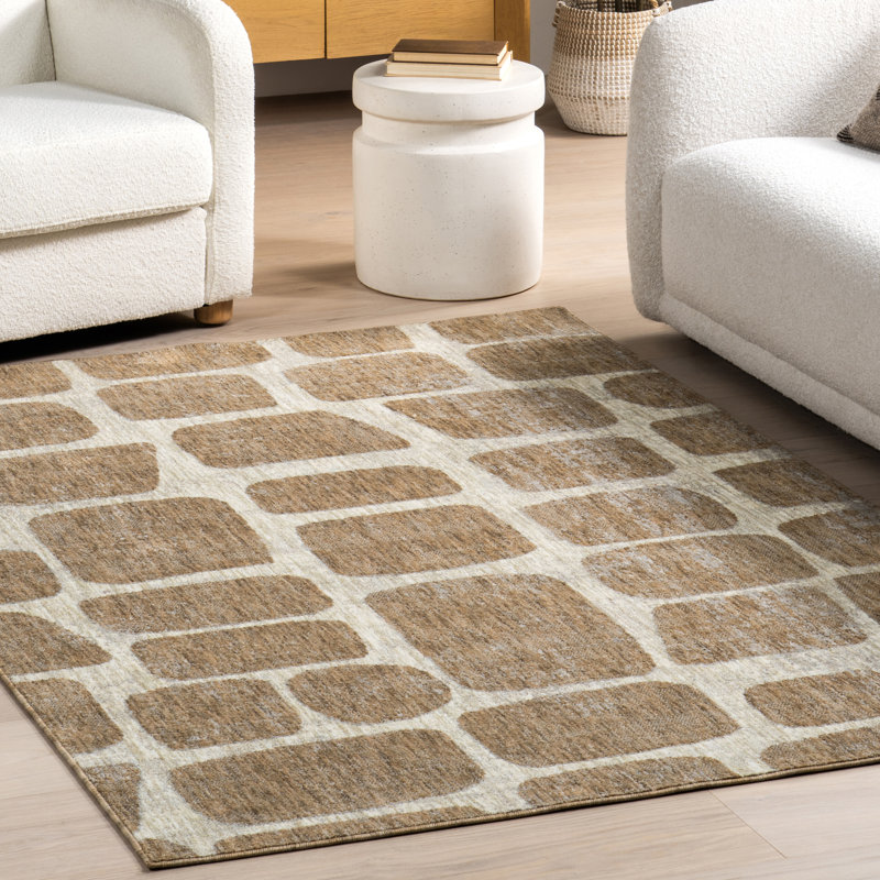 Tapis à motif géométrique moderne Aadhya, Rectangle 4pi x 6 pi