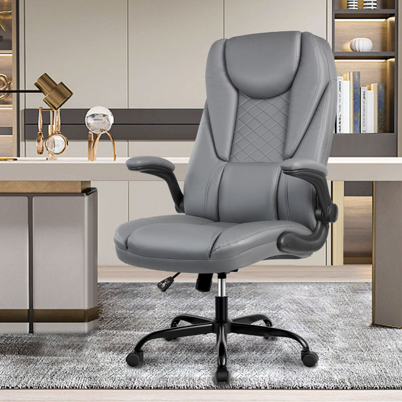 Alyca Office Chair with Headrest, Grey, Grey