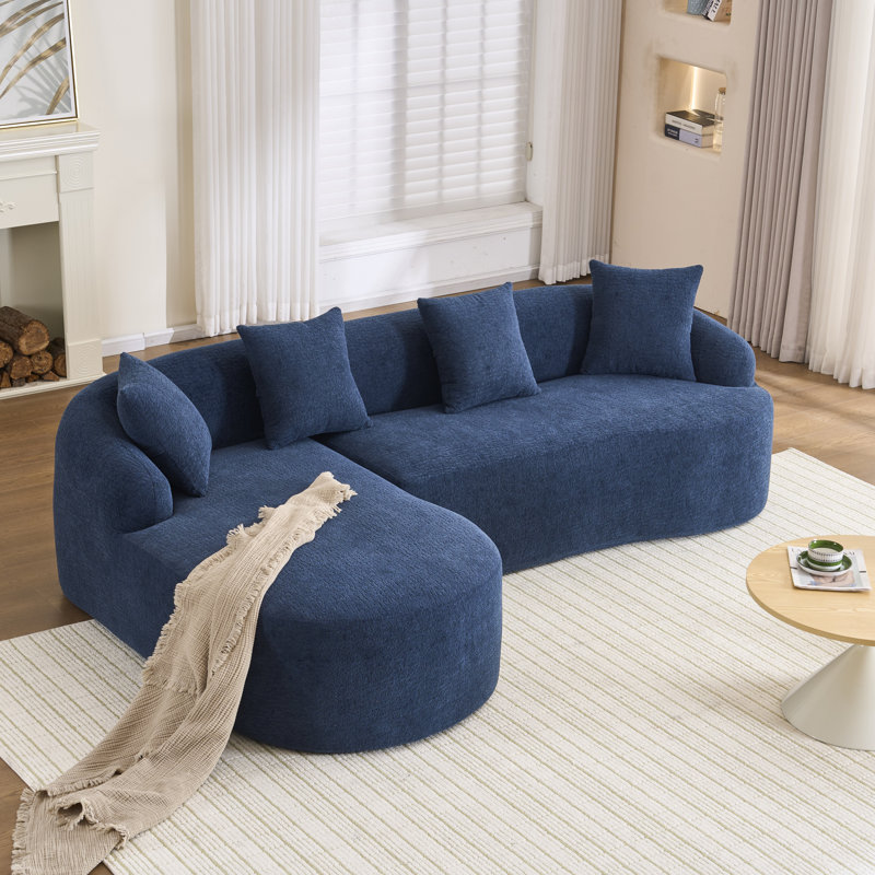 Canapé modulaire en L Modern Compression, Chenille bleue marine
