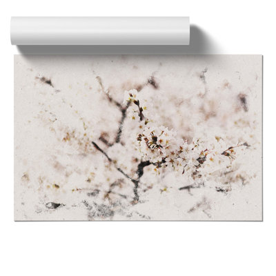 Pink Cherry Blossom Flowers Watercolour - Frameless Print
