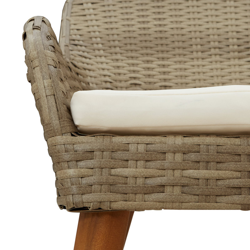 vidaXL Garden Dining Set with Cushion 5 pcs Beige Poly Rattan, Beige/Cream, 29.1" H x 55.1" W x 27.6" D, 4
