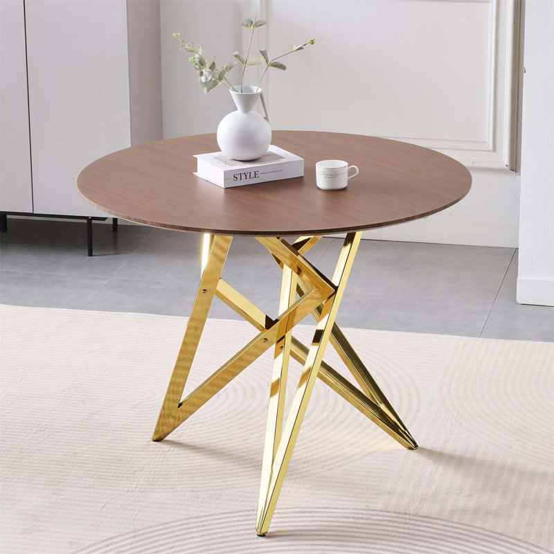 37 Inch Round Dining Table With Metal Legs, Compact And Stylish For Small Spaces, Ideal For 2 To 4 People, Modern And Durable Design