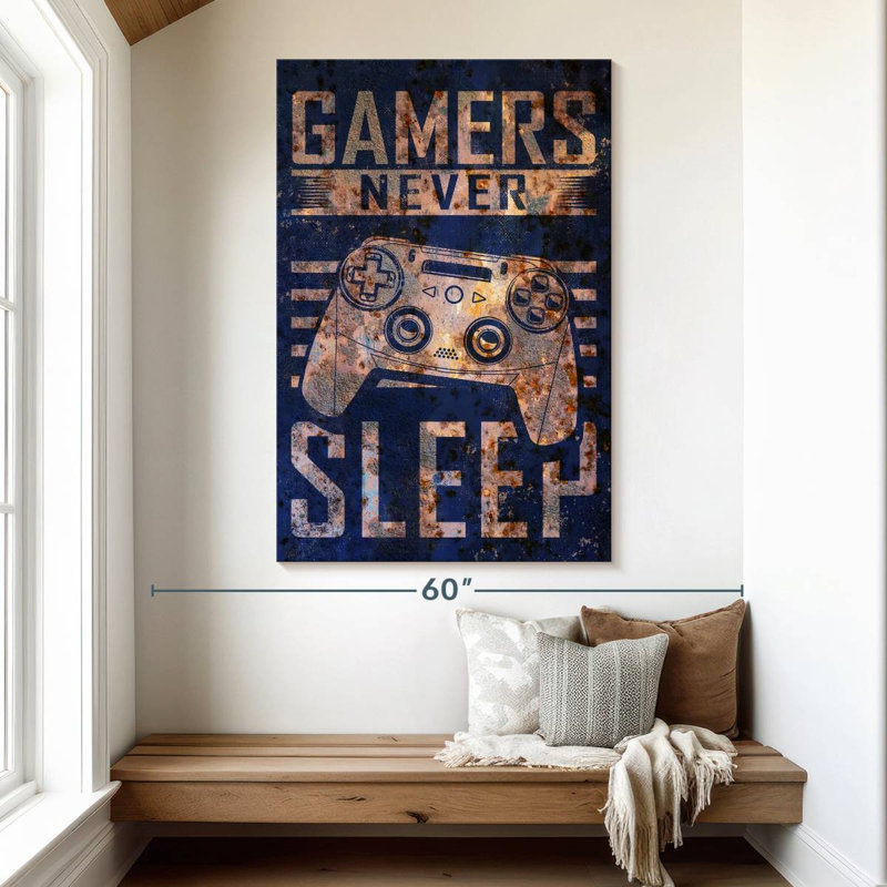 Senne Gamers Never Sleep Typography, 51" H x 34" W