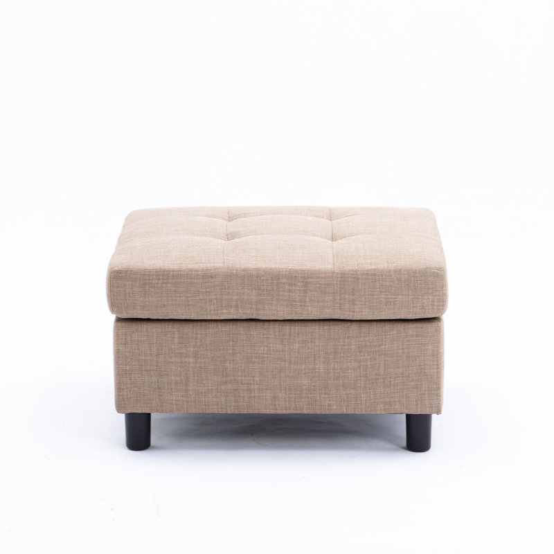 Repose-pieds rectangulaire, Mélange de lin gris kaki