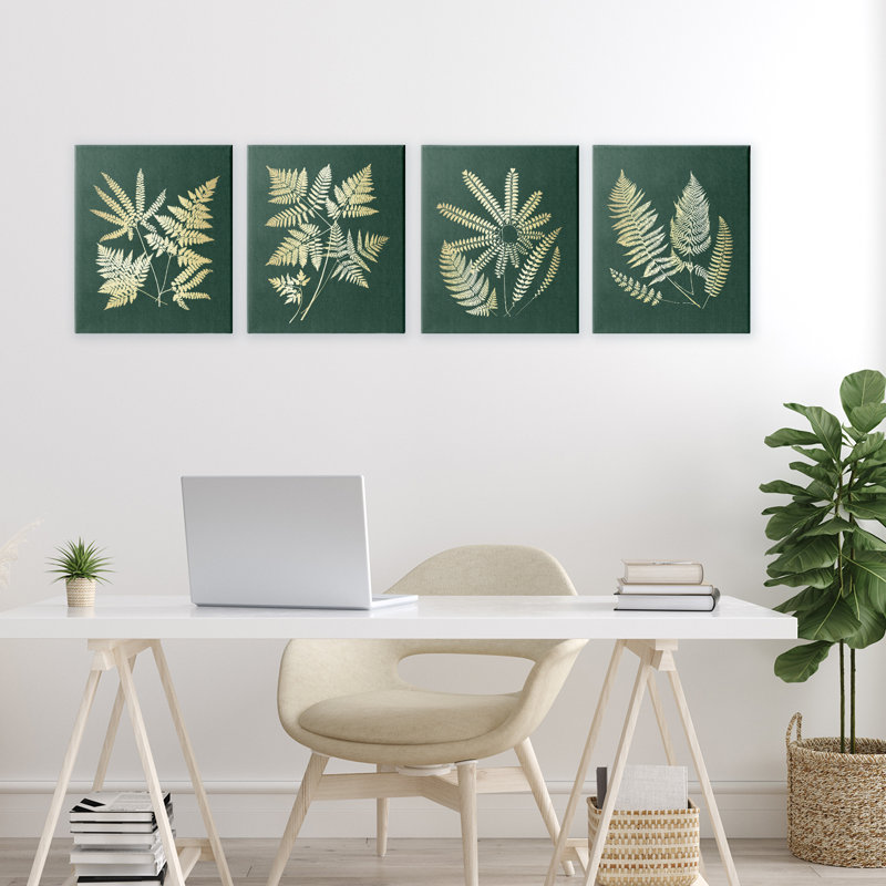 Ensemble de 4 feuilles de fougère lumineuses, conception par JJ Design House LLC, H 14 po x l 44 po