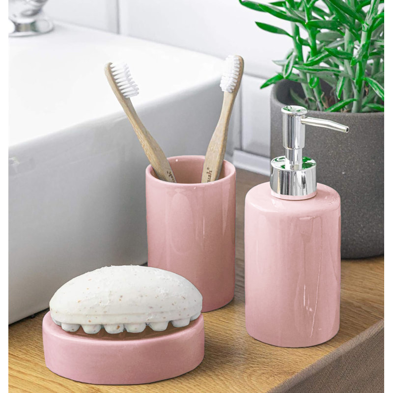 Ensemble d'accessoires de salle de bain 3 pièces Dariyelle, Rose