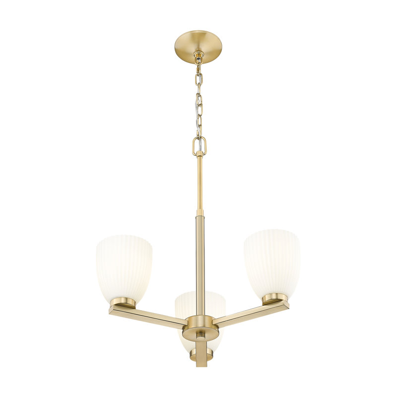 Lustre moderne Mateo, H 21,25 po x l 19,25 po x P 19,25 po, Doré, Trois lumières