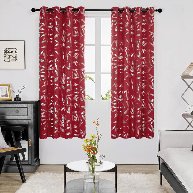 Polyester Room Darkening Curtain Pair, Red, 52" W x 95" L