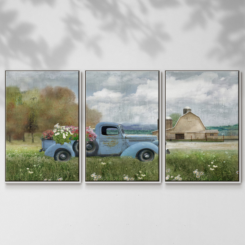 Fresh Country Picks, reproduction sur toile 3 pièces, H 36 po x l 75 po x P 2 po, Blanc