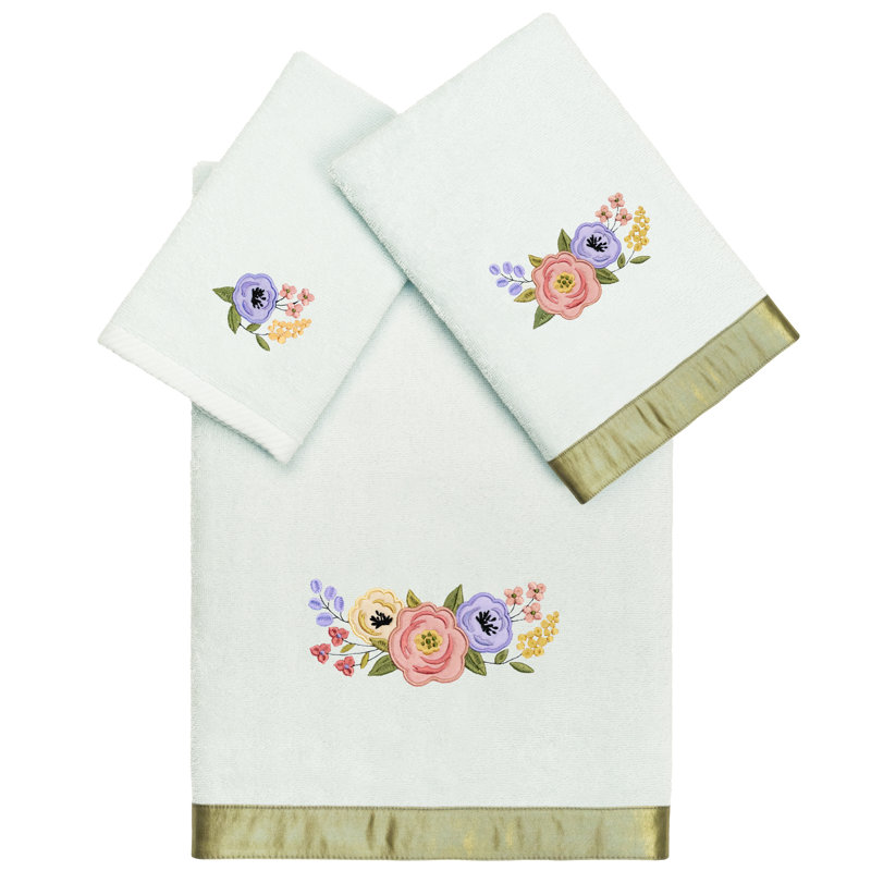3 Piece Turkish Cotton Towel Set, Aqua