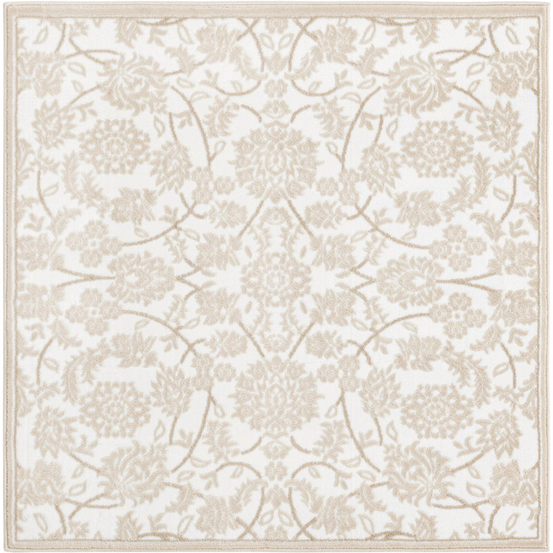 Tapis traditionnel Emigdio couleur nuage, Carré 4 pi