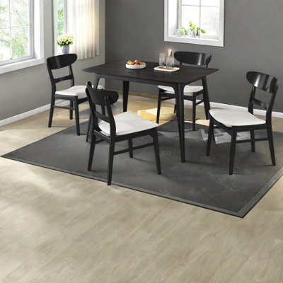 Ensemble de table de salle à manger de style Mid-Century moderne, hévéa et chaises rembourrées, parfait pour la salle à manger