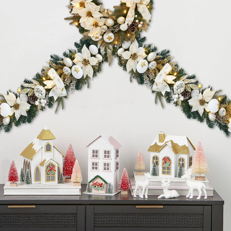 Guirlande de Noël 6 pi avec 20 lumières et minuterie pour table de manteau