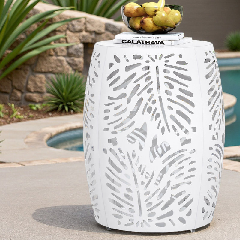 Metal End Table -Large, White