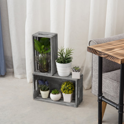 Ensemble de 2 caisses en bois massif