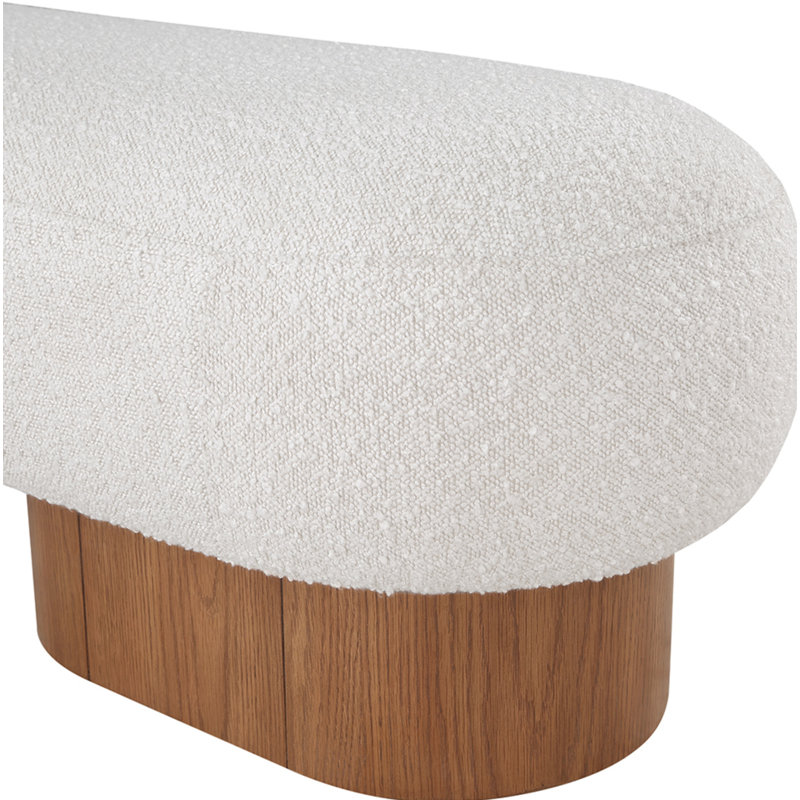 Banc rembourré en tissu Denyer, Tissu crème bouclé, Naturel