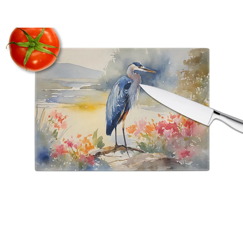 Decorative Tempered Glass Cutting Board With Vibrant Artwork, Non-Slip Kitchen Chopping Board